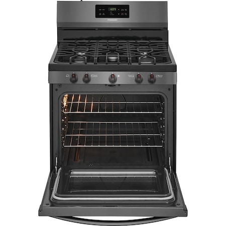 Frigidaire Frigidaire 30-in. Gas Range Single Oven with 5 Burners in Black Stainless Steel FFGF3054TD